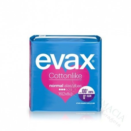 COMPRESA EVAX COTTON CON ALAS NORMAL 16 UDS